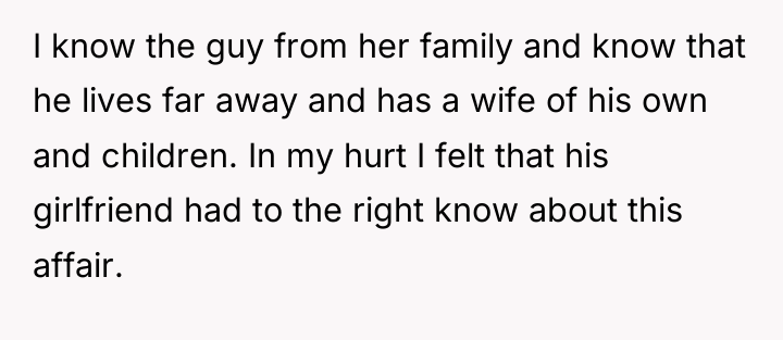 I know the guy from her family and know that...