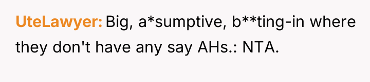 UteLawyer Big, a*sumptive, b**ting-in where they don't have any say...