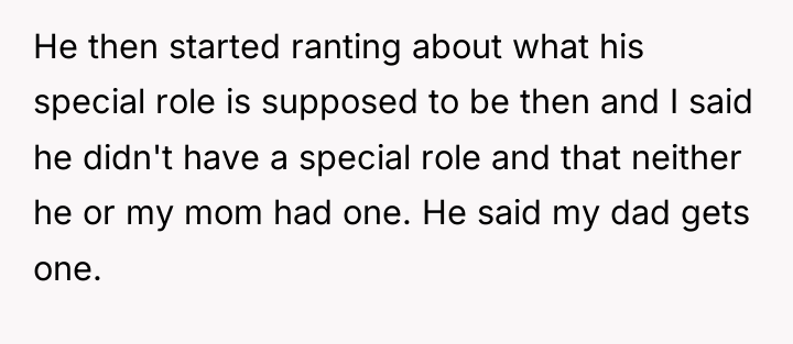 He then started ranting about what his special role is...