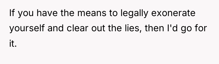 If you have the means to legally exonerate yourself and...