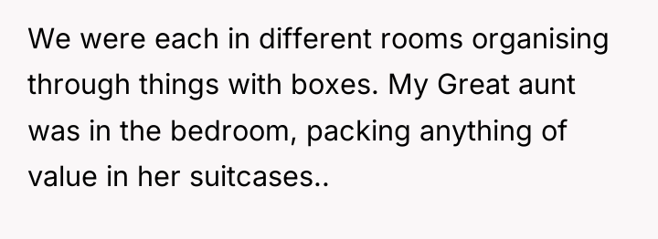 We were each in different rooms organising through things with...
