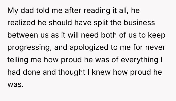 My dad told me after reading it all, he realized...