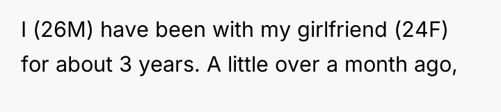 I (26M) have been with my girlfriend (24F) for about...