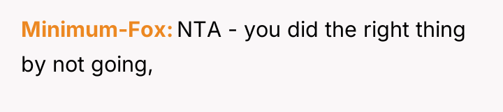 Minimum-Fox NTA - you did the right thing by not...