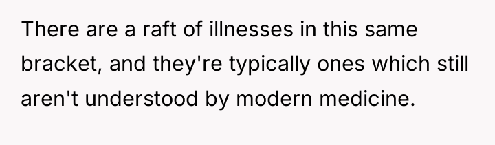 There are a raft of illnesses in this same bracket,...