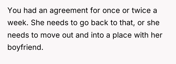 You had an agreement for once or twice a week....