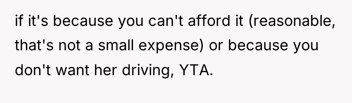 if it's because you can't afford it (reasonable, that's not...