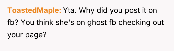 ToastedMaple Yta. Why did you post it on fb? You...