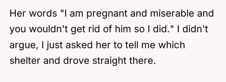 Her words "I am pregnant and miserable and you wouldn't...