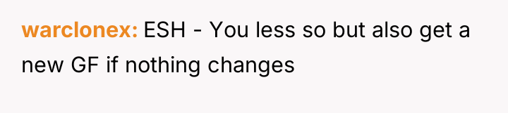 warclonex ESH - You less so but also get a...
