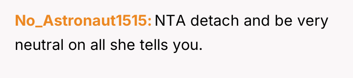 No_Astronaut1515 NTA detach and be very neutral on all she...