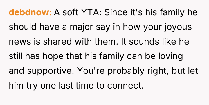 debdnow A soft YTA: Since it's his family he should...
