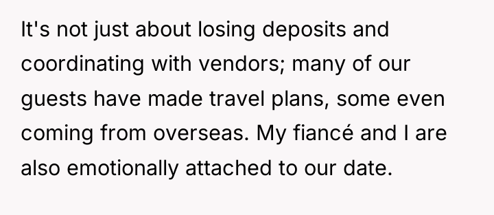 It's not just about losing deposits and coordinating with vendors;...