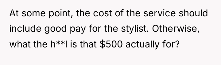 At some point, the cost of the service should include...