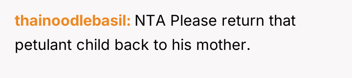 thainoodlebasil NTA Please return that petulant child back to his...