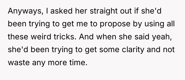 Anyways, I asked her straight out if she'd been trying...