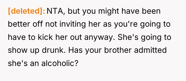 [deleted] NTA, but you might have been better off not...