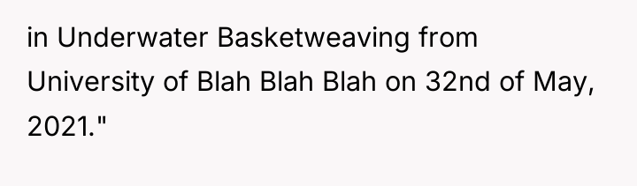 in Underwater Basketweaving from University of Blah Blah Blah on...