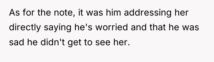 As for the note, it was him addressing her directly...