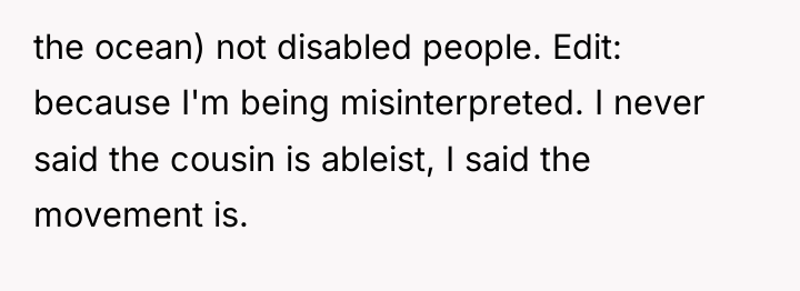 the ocean) not disabled people. Edit: because I'm being misinterpreted....