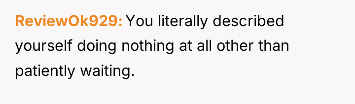 ReviewOk929 You literally described yourself doing nothing at all other...