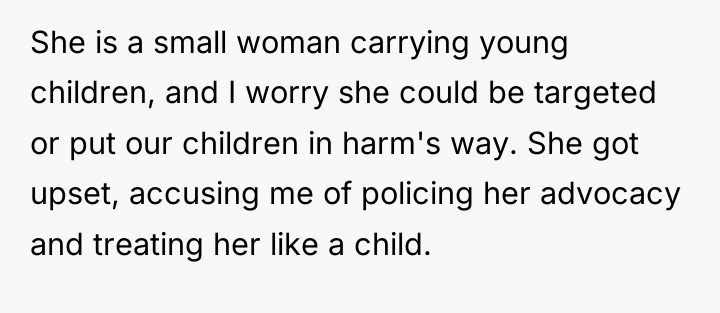 She is a small woman carrying young children, and I...