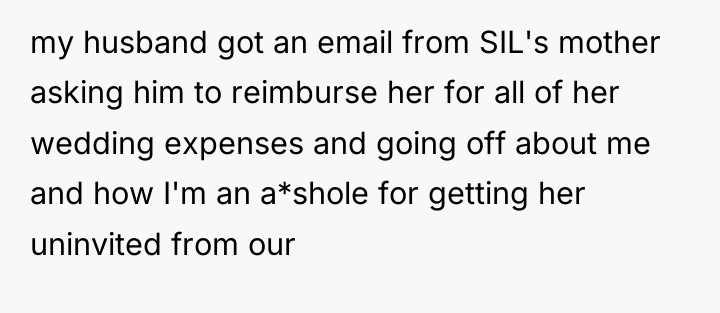 my husband got an email from SIL's mother asking him...