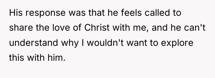 His response was that he feels called to share the...