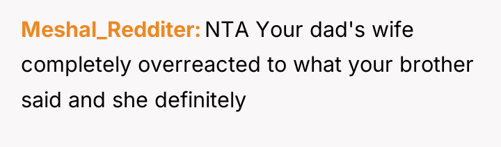 Meshal_Redditer NTA Your dad's wife completely overreacted to what your...