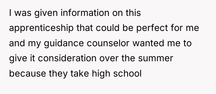 I was given information on this apprenticeship that could be...