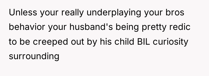 Unless your really underplaying your bros behavior your husband's being...