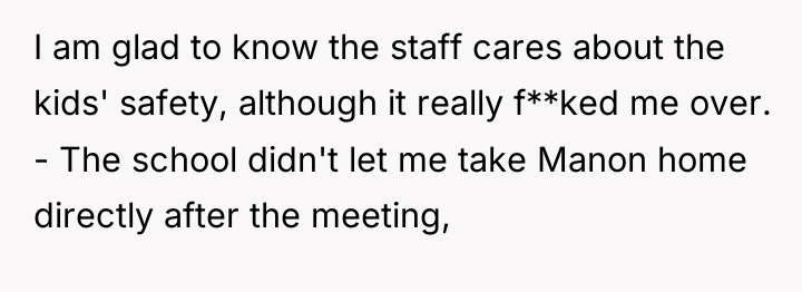 I am glad to know the staff cares about the...