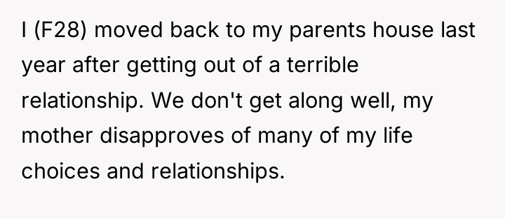 I (F28) moved back to my parents house last year...