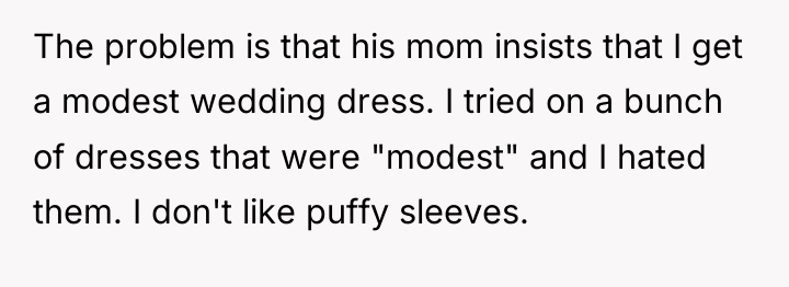 The problem is that his mom insists that I get...