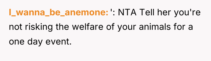 I_wanna_be_anemone ': NTA Tell her you're not risking the welfare...