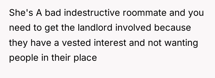 She's A bad indestructive roommate and you need to get...
