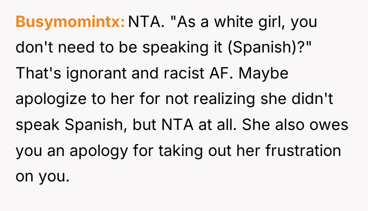 Busymomintx NTA. "As a white girl, you don't need to...