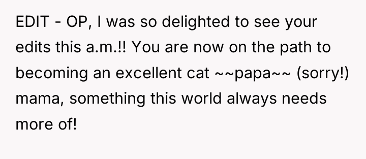 EDIT - OP, I was so delighted to see your...