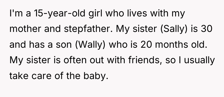 I'm a 15-year-old girl who lives with my mother and...