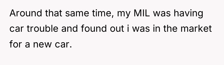 Around that same time, my MIL was having car trouble...