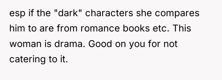 esp if the "dark" characters she compares him to are...