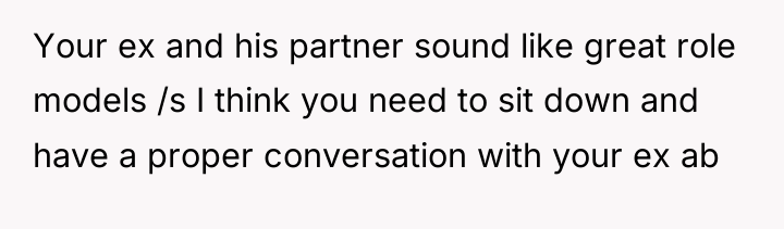 Your ex and his partner sound like great role models...