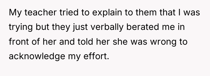 My teacher tried to explain to them that I was...