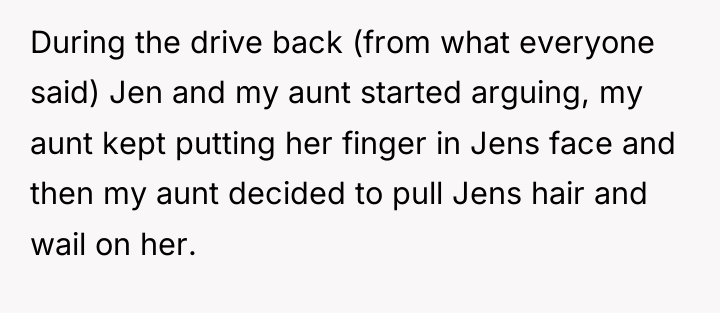 During the drive back (from what everyone said) Jen and...