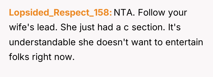 Lopsided_Respect_158 NTA. Follow your wife's lead. She just had a...