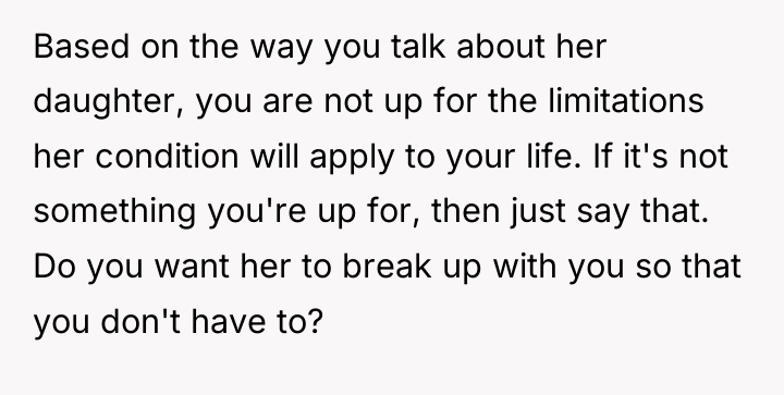 Based on the way you talk about her daughter, you...