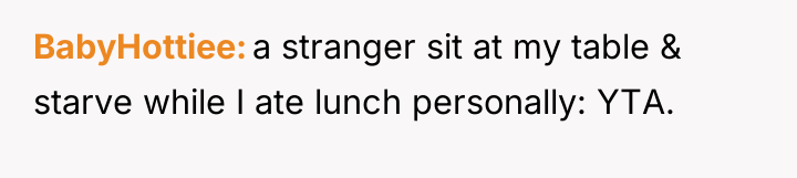 BabyHottiee a stranger sit at my table & starve while...