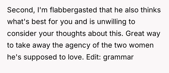Second, I'm flabbergasted that he also thinks what's best for...