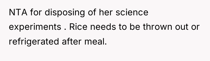 NTA for disposing of her science experiments . Rice needs...