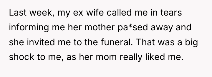 Last week, my ex wife called me in tears informing...